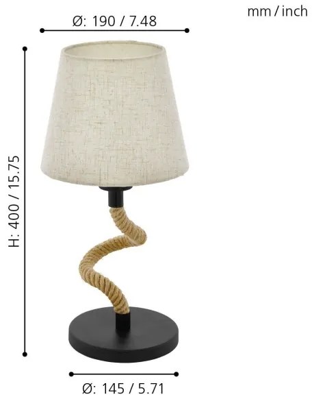 Eglo 43199 - Asztali lámpa RAMPSIDE 1xE27/28W/230V