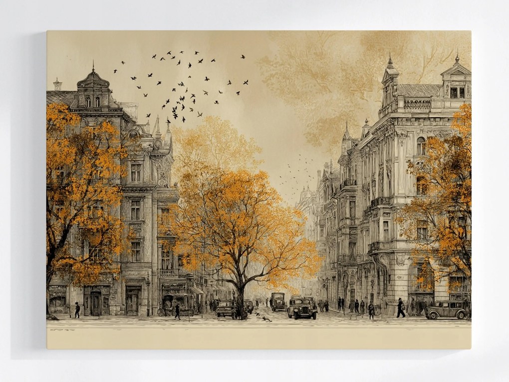 Vászonkép Canvas Vintage Óváros Ősz Retro Szépia 80x60