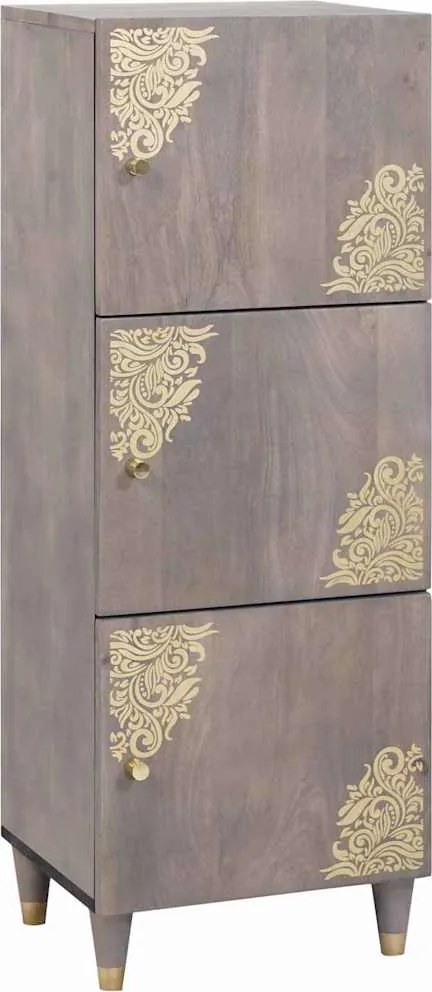 vidaXL Magasfiú Szürke és Arany 40 x 33 x 110 cm Tömör Mangófát