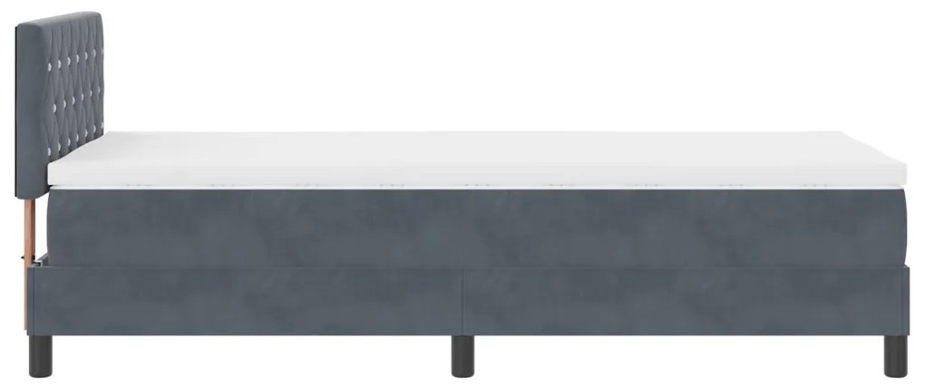 vidaXL LED Box Spring Ágy matracmal Sötétszürke 90 x 200 cm Bársony