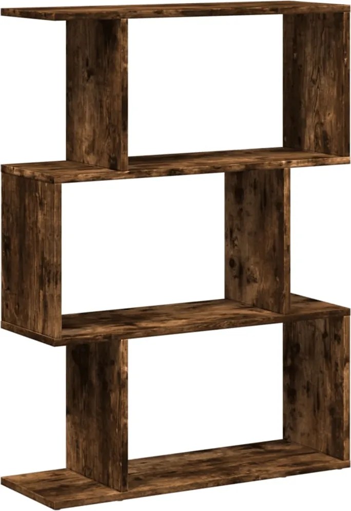 vidaXL 3 szintes füstös tölgy fa elválasztó könyvespolc 70x24x97 cm