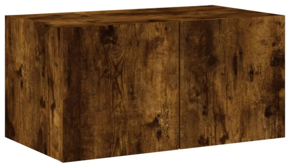 füstös tölgy színű fali TV-szekrény LED-ekkel 60x35x31 cm