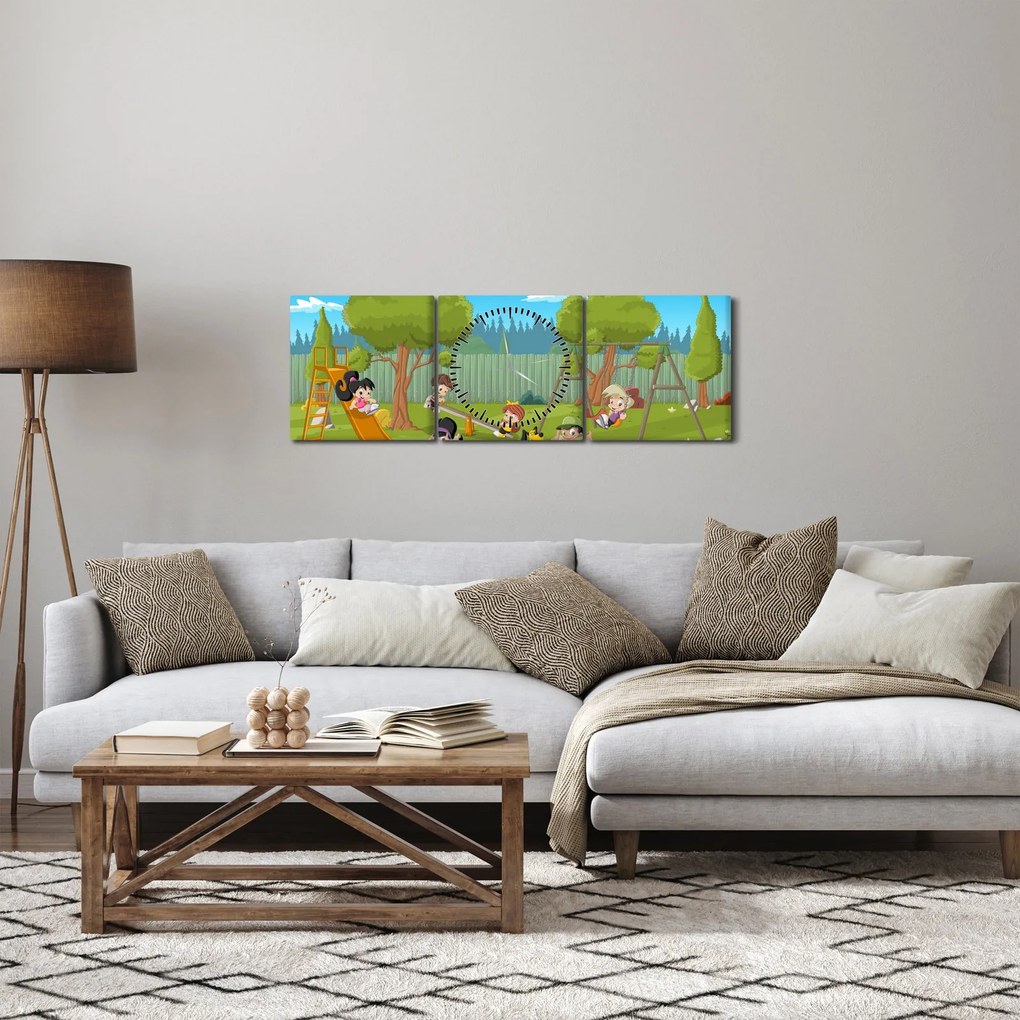 Kép - gyerekek a játszótéren (órával) (90x30 cm)