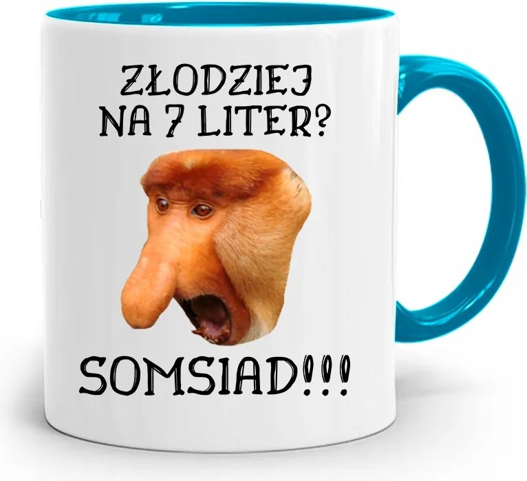 Kék Bögre Hordozó Janusz Tolvaj 7 Betűs? fényképes nyomattal