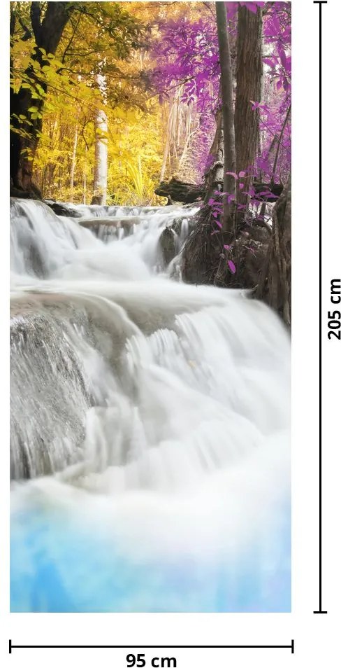 Fotótapéta ajtóra - Erawan, vízesés az erdőben (95x205cm)