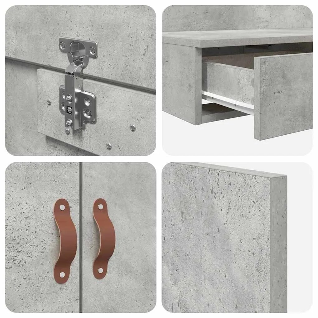 Ágykeret tárolóval Beton Szürke 236.5 x 140 x 31.5 cm Faanyag