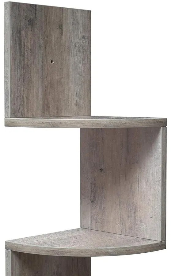 Sarokpolc, 5 szintes függesztett polc, cikk-cakk kivitel, könyvespolc, 20 x 20 x 127,5 cm