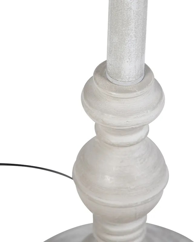 Rusztikus állólámpa szürke fehér redős árnyékolóval - Classico