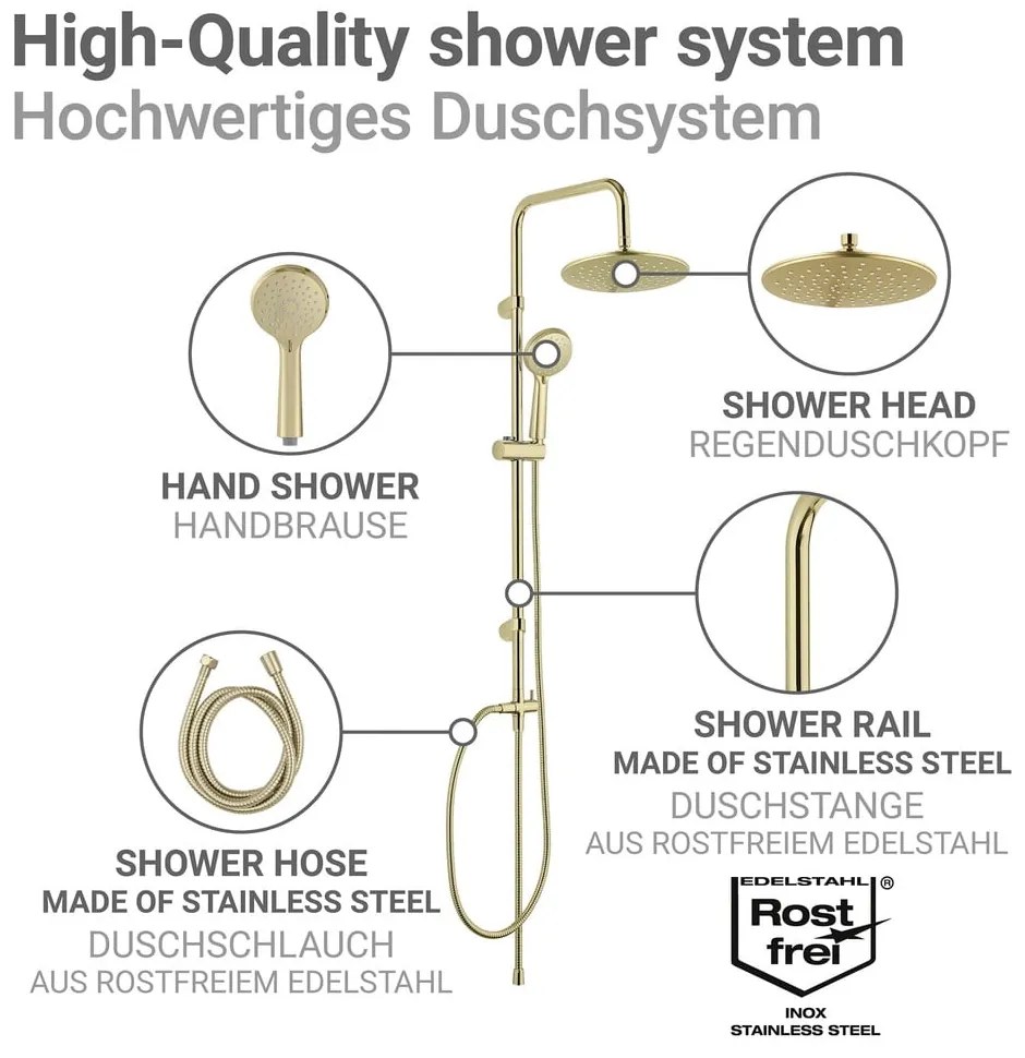 Matt aranyszínű rozsdamentes acél zuhanyszett 101 cm Young Line – Wenko