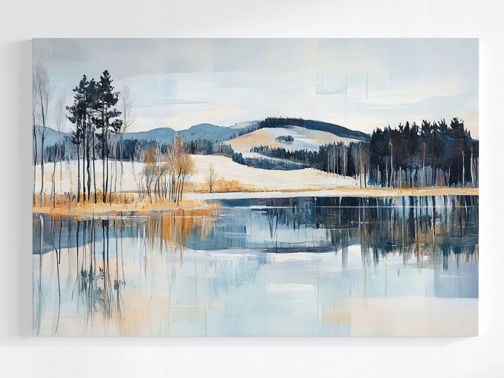 Poszter Tájkép Tél Hó Hegyek Tó Tájkép 60x40