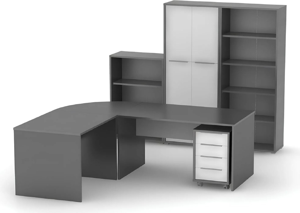 Íróasztal, grafit/féher, RIOMA NEW TYP 16