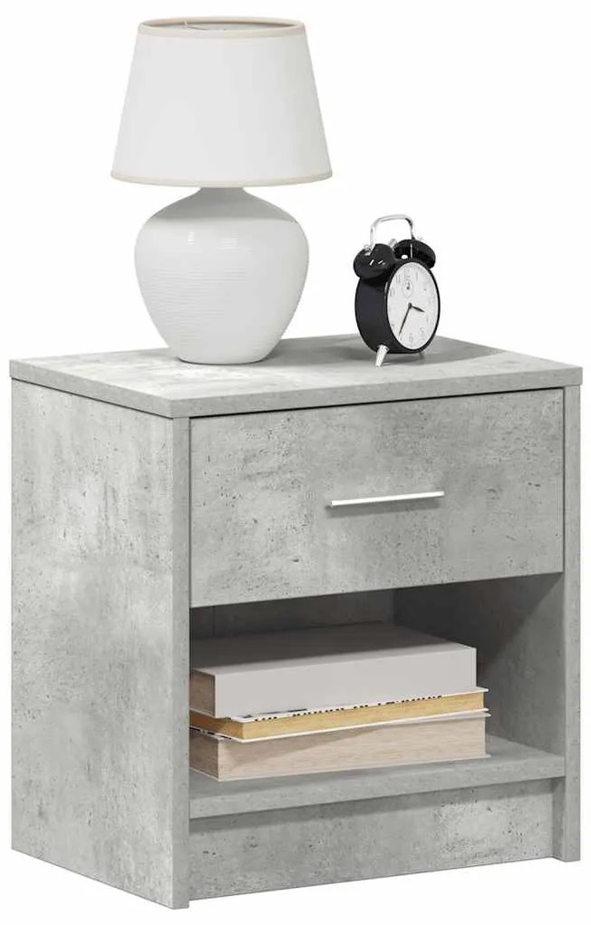 2 db betonszürke éjjeliszekrény fiókkal 39x28x41 cm