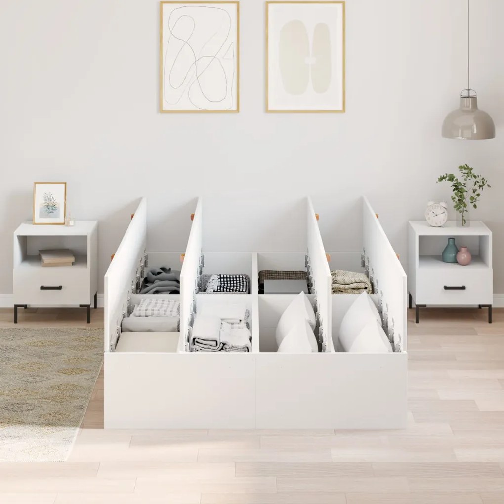 Tároló Ágykeret Fehér 120x200 cm