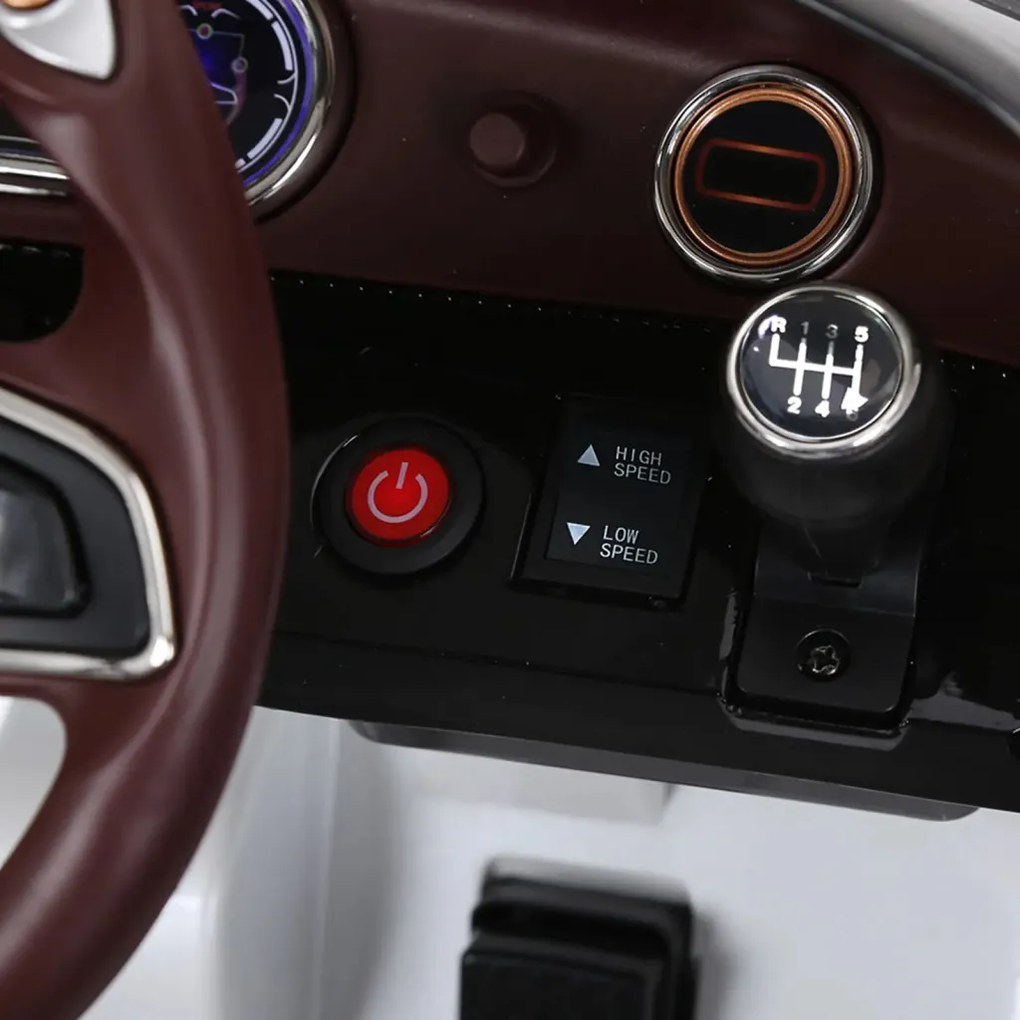 HOMCOM Elektromos gyerekautó Bentley GT, 2.4G távirányítóval, MP3, zene, kürt, LED fények, fehér