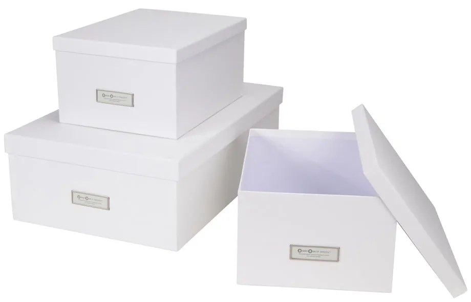Inge 3 db-os fehér tárolódoboz szett - Bigso Box of Sweden