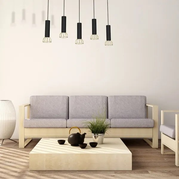 Csillár zsinóron DANTE 5xGU10/25W/230V fekete/arany