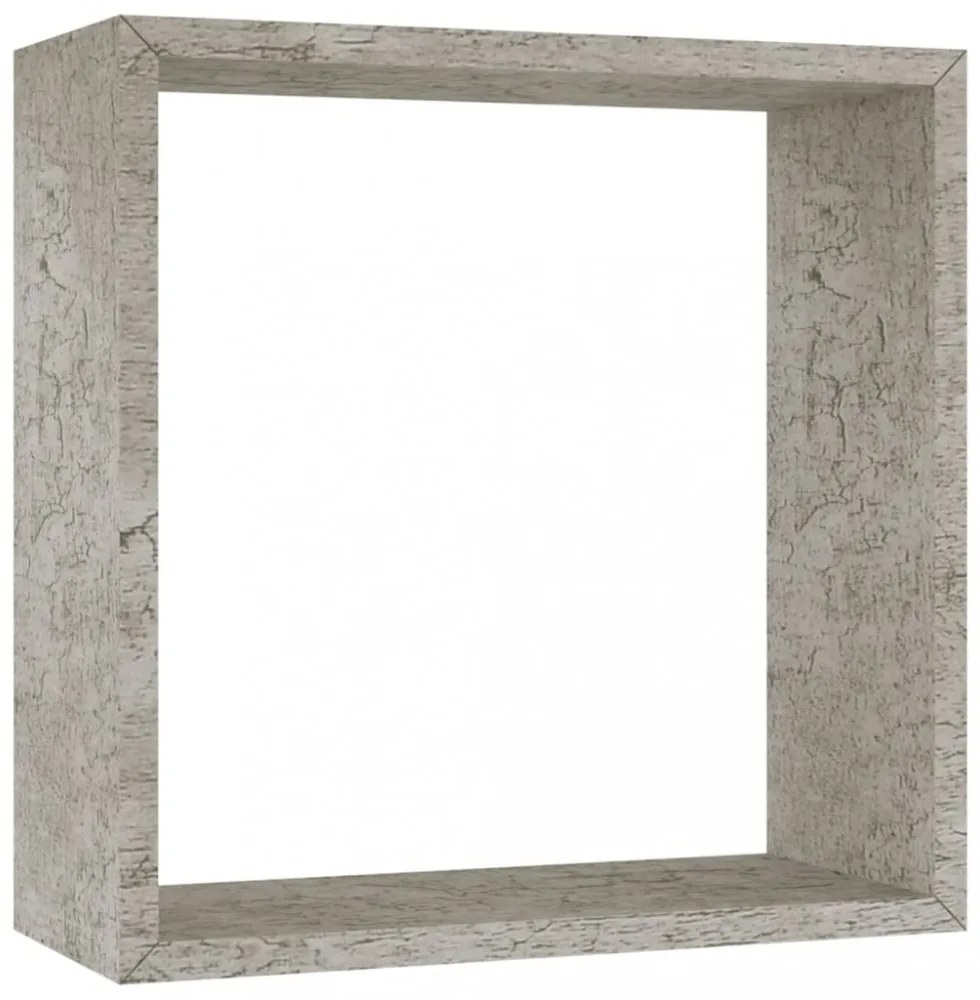 3 db betonszürke fali kockapolc