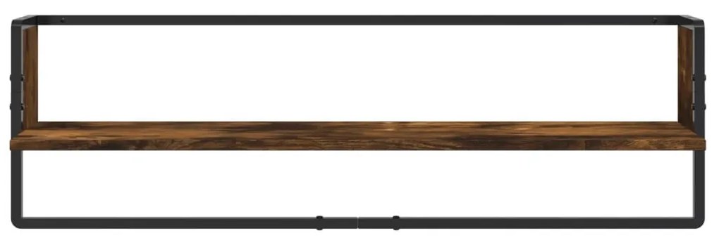 vidaXL 6 részes füstölt tölgy színű szerelt fa fali polc szett rúddal