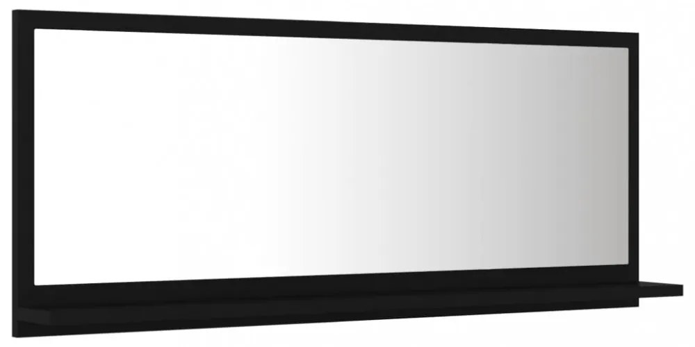 fekete forgácslap fürdőszobai tükör 90 x 10,5 x 37 cm