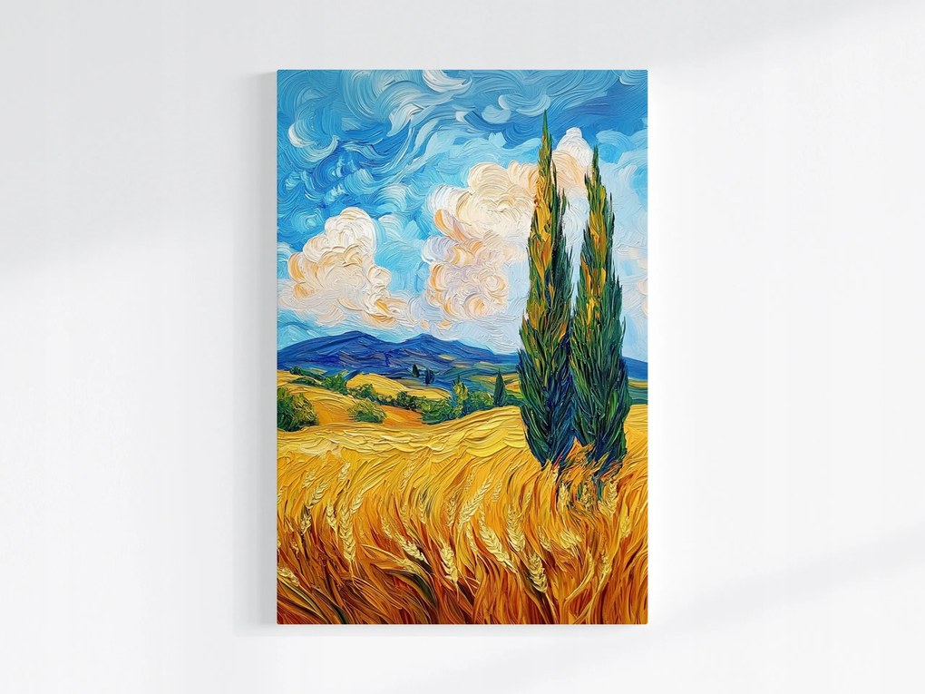 Poszter Tájkép Nyár Mező Gabona Hegyek Ciprus 40x60