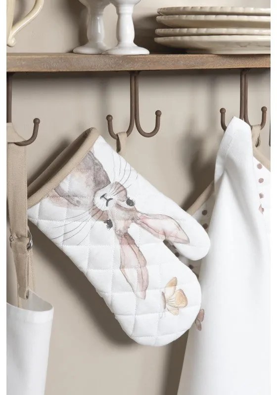 Vintage húsvéti nyuszi mintás pamut kötény Rustic Easter Bunny