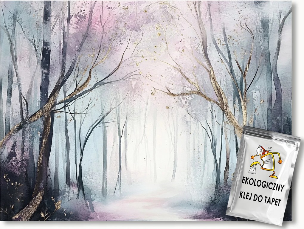 Fotótapéta Flizelina Akvarell Erdő Fák Ösvény Mese 254x184 ragasztó