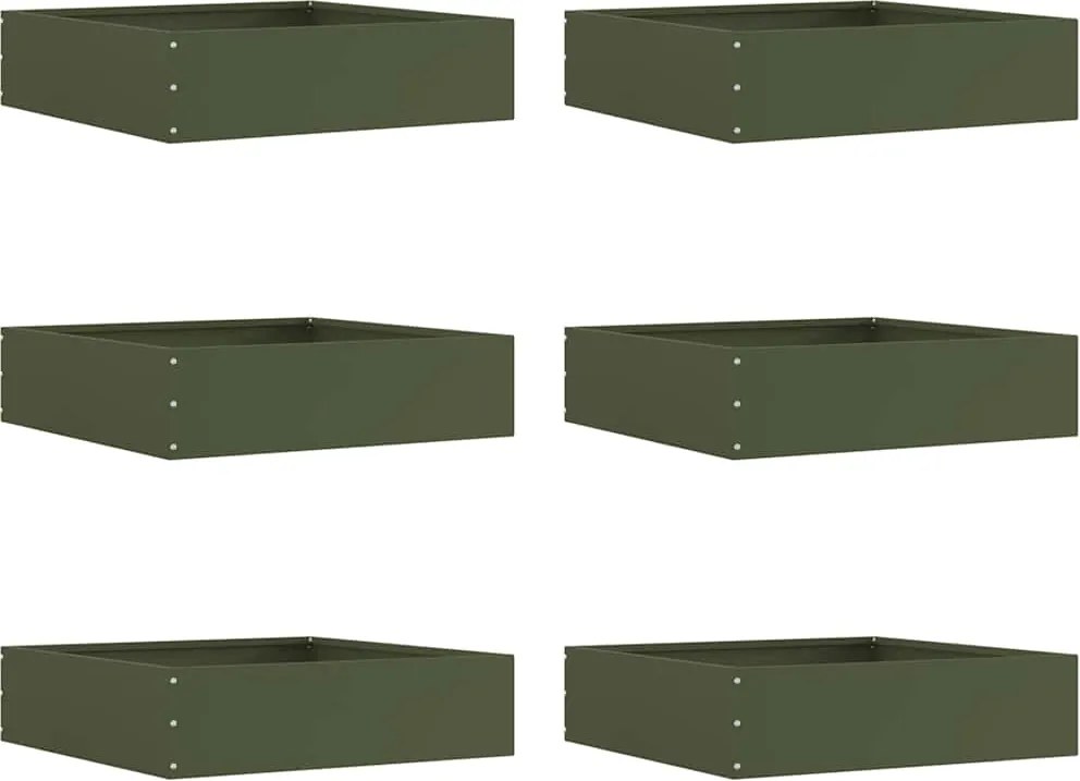 vidaXL Fűszegélyezés 6 pcs Olajzöld 50 x 50 x 13 cm Acél