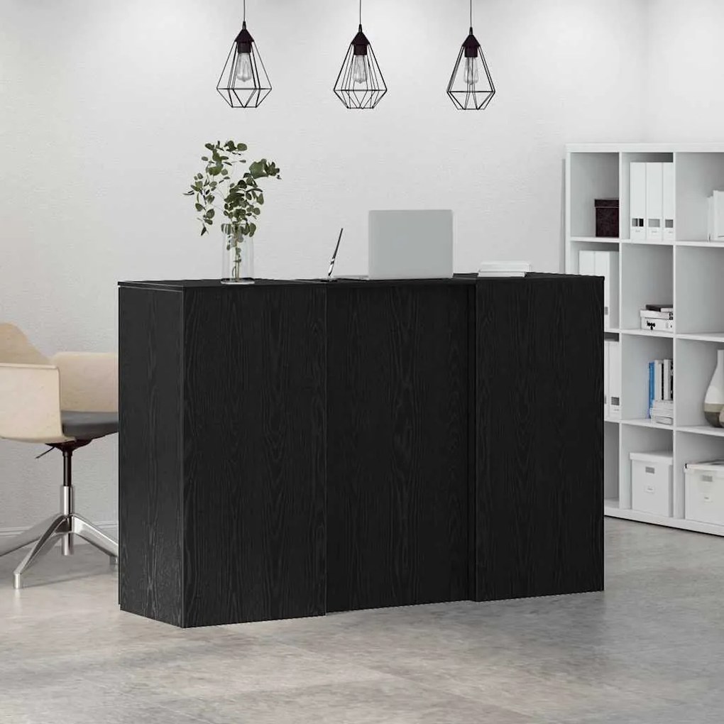 recepciós pult fekete tölgyszínű 155x50x103,5 cm szerelt fa
