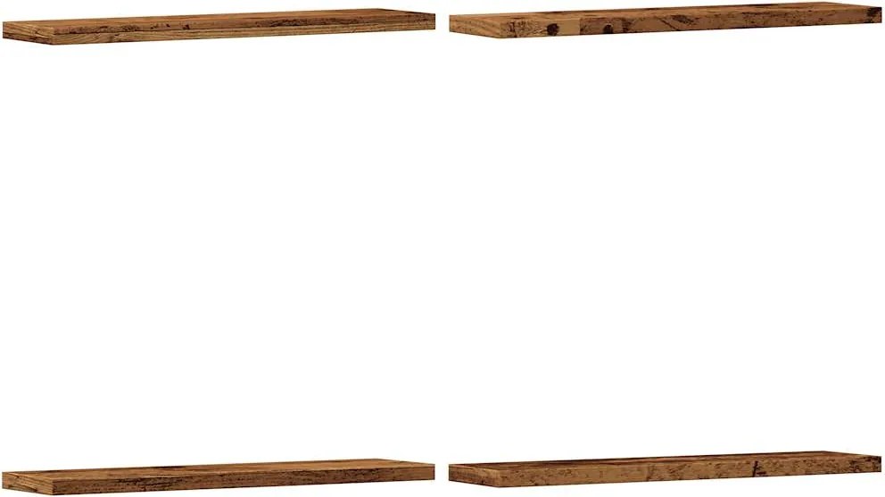 vidaXL 4 db antik fa színű szerelt fa fali polc 40 x 20 x 1,5 cm