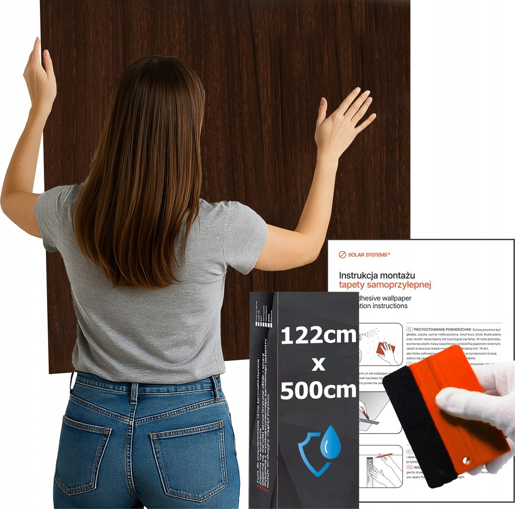 Öntapadós tapéta Vízálló Konyha Fal Bútor Sötét tölgy