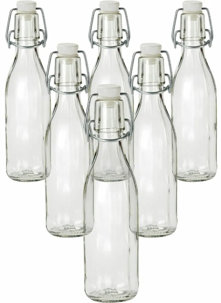 Üvegpalack klipszes záródással, 0,5 l, 6 db, 0,5 l
