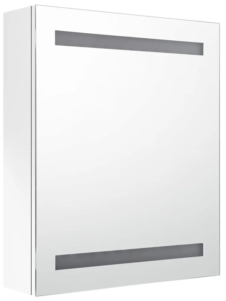 fényes fehér LED-es tükrös fürdőszobaszekrény 50 x 14 x 60 cm