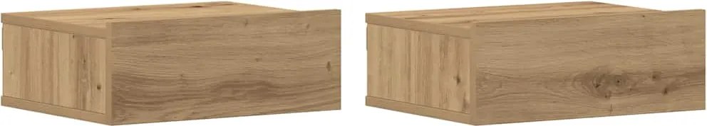 vidaXL 2 db szerelt fa lebegő éjjeliszekrények 40x32x15 cm