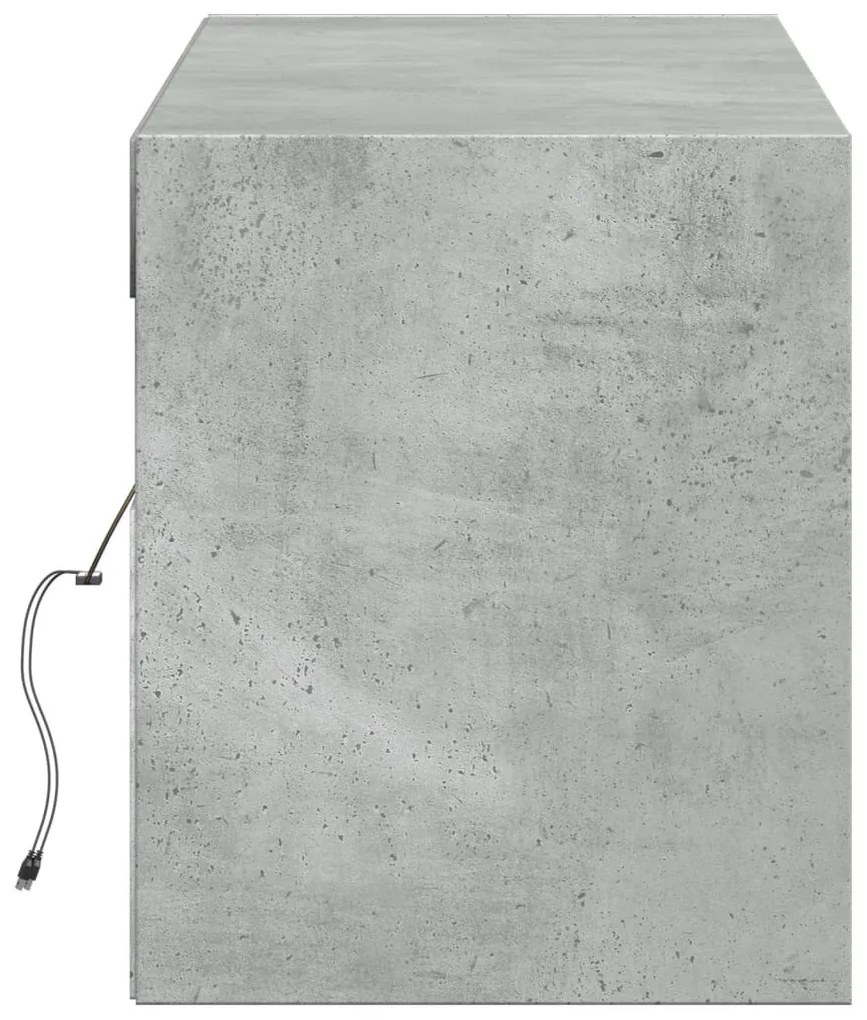 betonszürke falra szerelhető TV-szekrény LED-del 140x31x38 cm