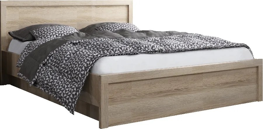 Ágy tárhellyel, 160x200, sonoma tölgy, JESI NEW