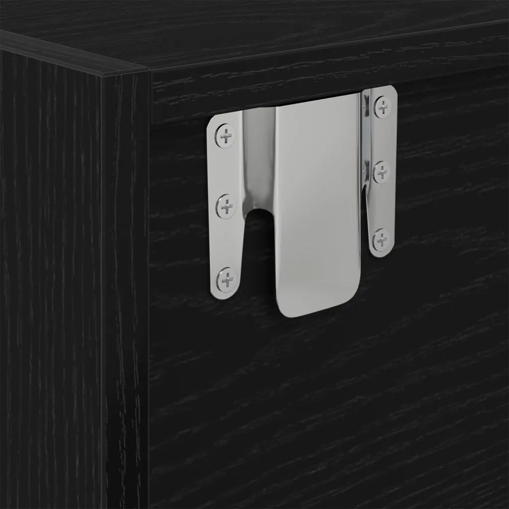 TV Szekrény Fekete Tölgy 100x31x25,5 cm Szerelt Fa