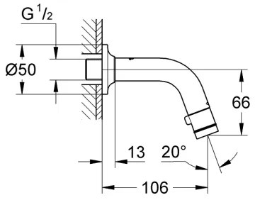 GROHE 20205000 - UNIVERSAL falra szerelhető szelep, 106 mm, fényes króm