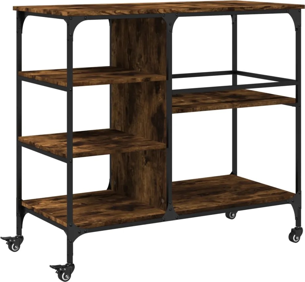 vidaXL füstös tölgy színű szerelt fa zsúrkocsi 100 x 45 x 89,5 cm