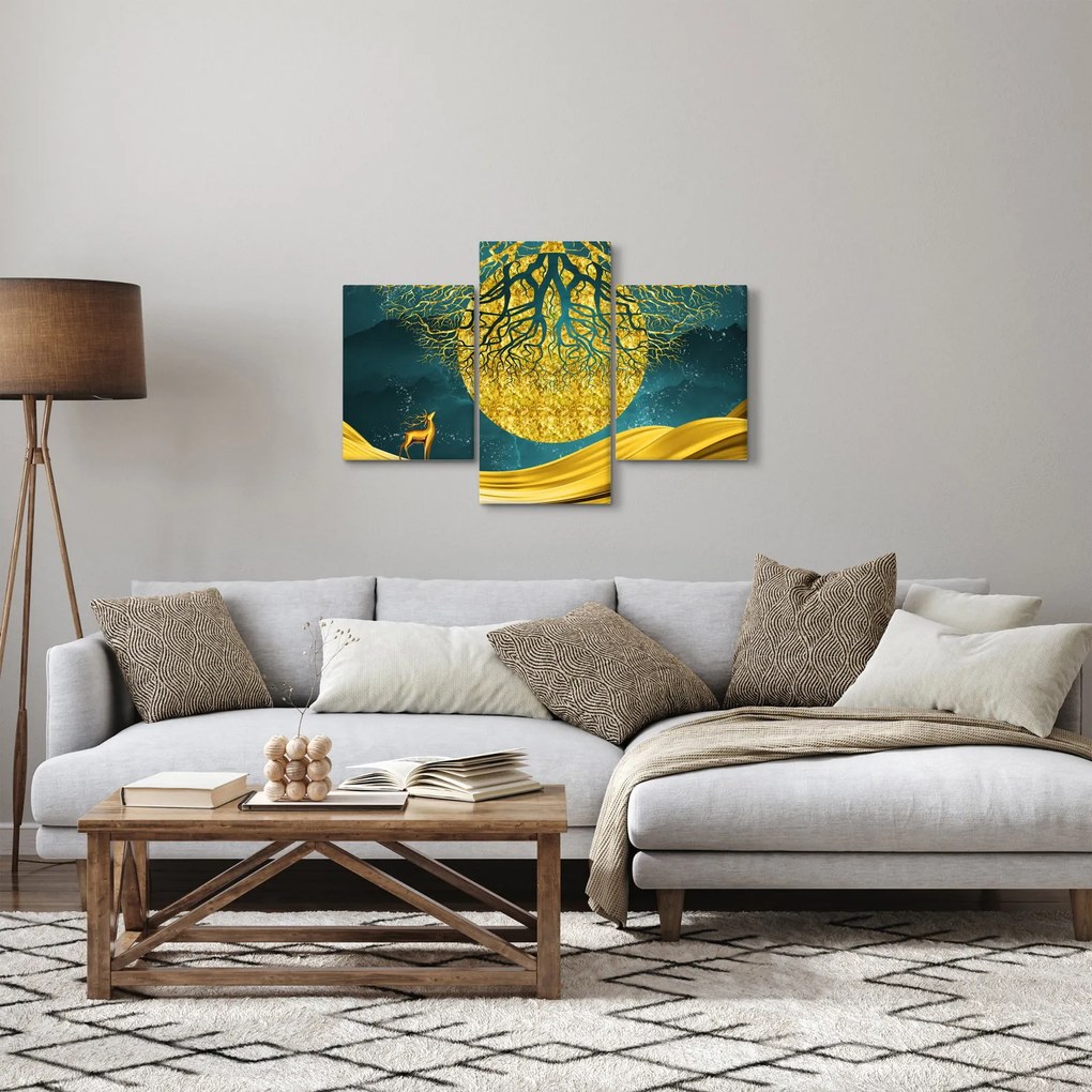 Kép - absztrakció, arany táj (90x60 cm)