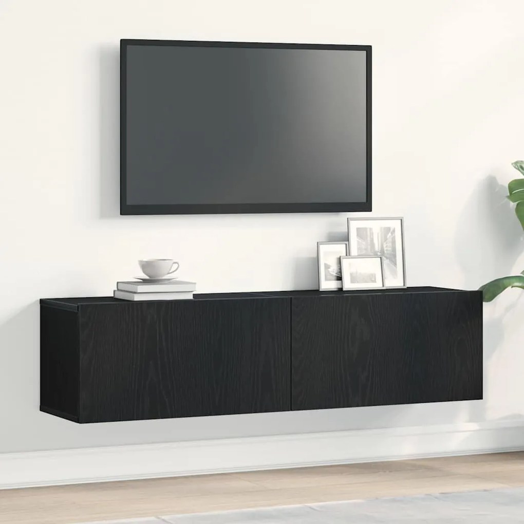 fekete tölgy színű szerelt fa TV-szekrény 120x30x30,5 cm