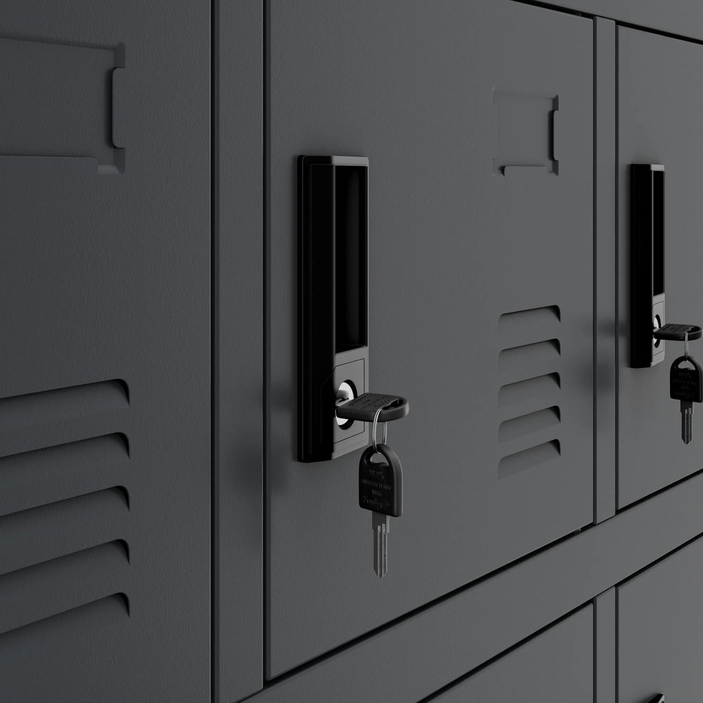 KAROL többrekeszes szociális szekrény, 900 x 1850 x 400 mm, antracitszürke