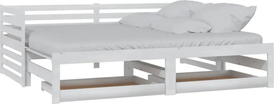 vidaXL fehér tömör fenyőfa kihúzható kanapéágy 2 x (90 x 200) cm