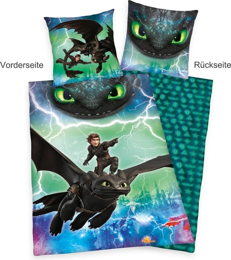 Herding Pamut ágynemű Dragons , 135 x 200 cm, 80 x 80 cm