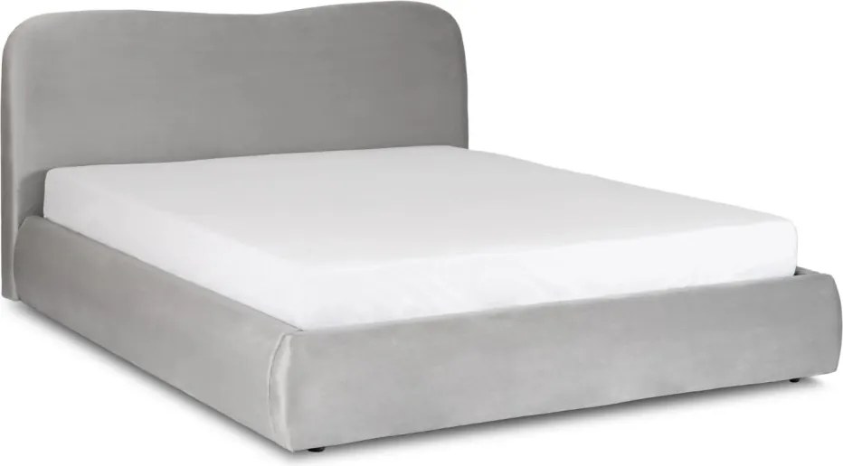 Ágy 180x200 cm méretben, ágyneműtartóval, szürke színben, velúr kárpittal BRISTOL