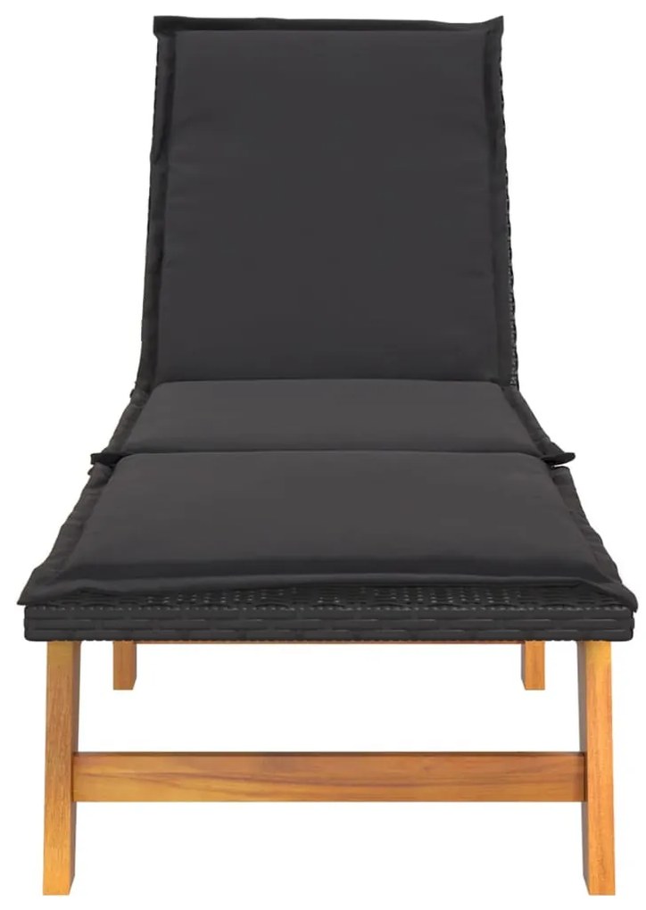 Polyrattan és tömör akácfa napágy párnával