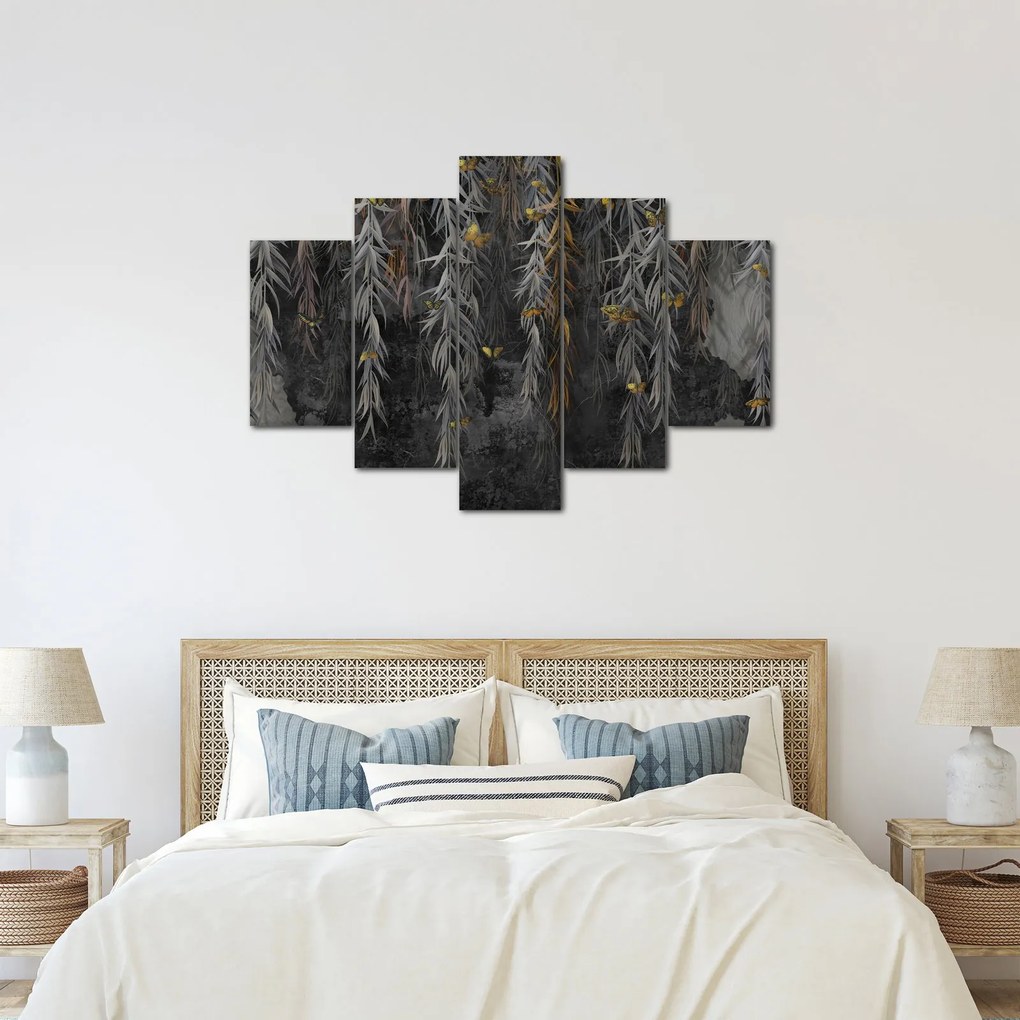 Kép -Fűzfa gallyak fekete háttérrel (150x105 cm)