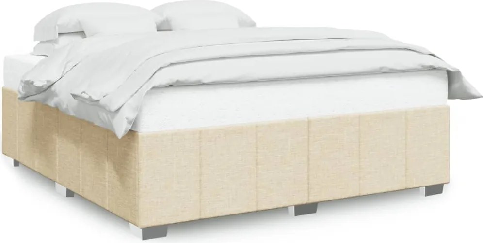 vidaXL krémszínű szövet ágykeret matrac nélkül 200 x 200 cm