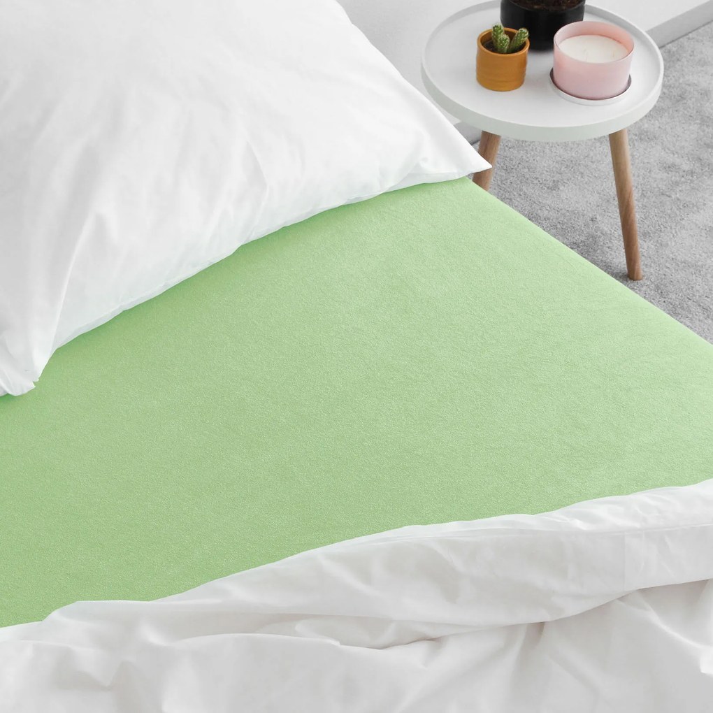 Goldea frottír gumis lepedő - világoszöld 90 x 200 cm