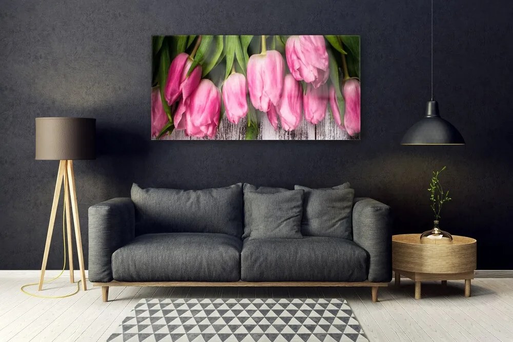 Üvegkép Tulipánok Fal 120x60cm 2 fogas