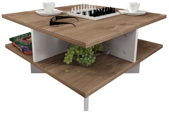 Kávésasztal HAMTON 31,2x60 cm barna/fehér